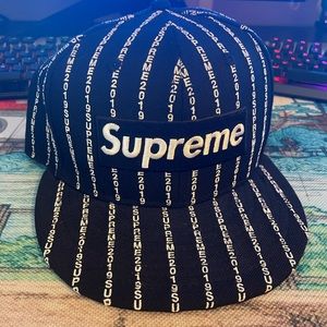 Supreme Text Stripe New Era Hat (Never Worn)